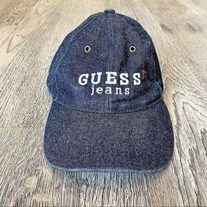 GUESS Vintage 90s Jeans Blue Denim 100% Cotton Cap Hat Adjustable Adult.